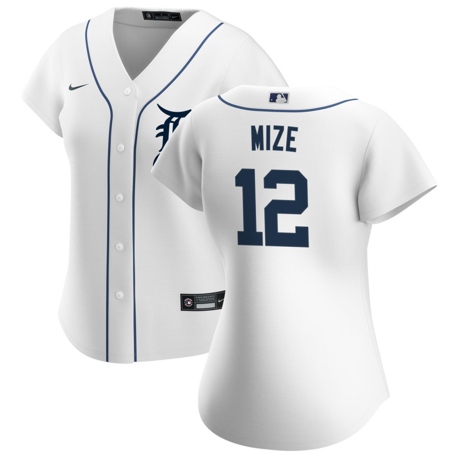  Womens Detroit Tigers #12 Casey Mize Nike Home White CoolBase Jersey 