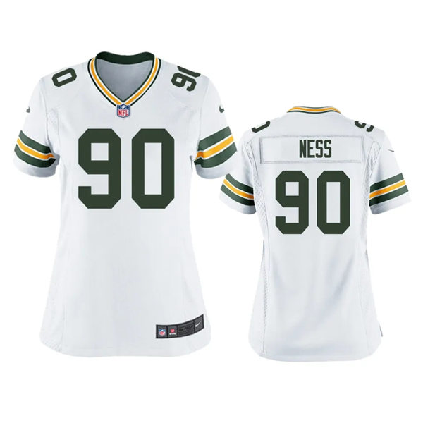  Womens Green Bay Packers #90 Lukas Van Ness White Limited Jersey 