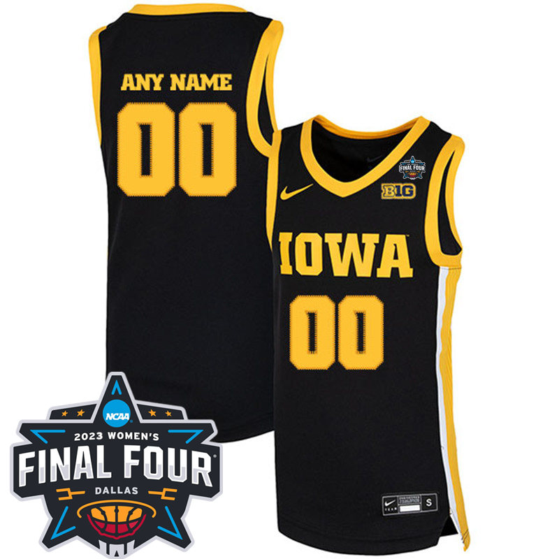  Womens Iowa Hawkeyes Custom Black Nike 2023 NCAA Basketball National Championship Game Basketball Jersey 
