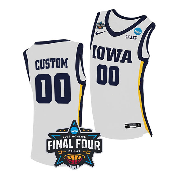  Womens Iowa Hawkeyes Custom White Nike 2023 NCAA Basketball National Championship Game Basketball Jersey 