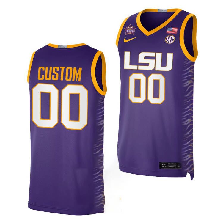 Womens LSU Tigers Custom 2023 Final Four National Champions Basketball Jersey Purple 