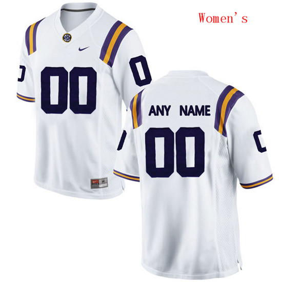  Womens LSU Tigers Custom Max Johnson Odell Beckham Jr Derek Stingley Jr. Eli Ricks Jordn Toles Nike White Football Jersey 
