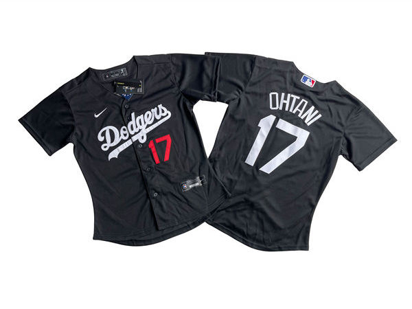 Womens Los Angeles Dodgers #17 Shohei Ohtani Black Fashion Jersey 