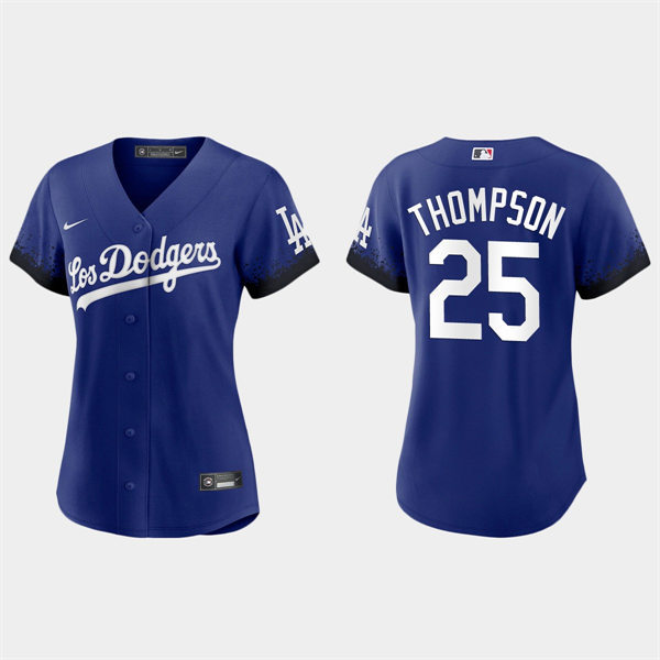  Womens Los Angeles Dodgers #25 Trayce Thompson Nike Royal City Connect Jersey 