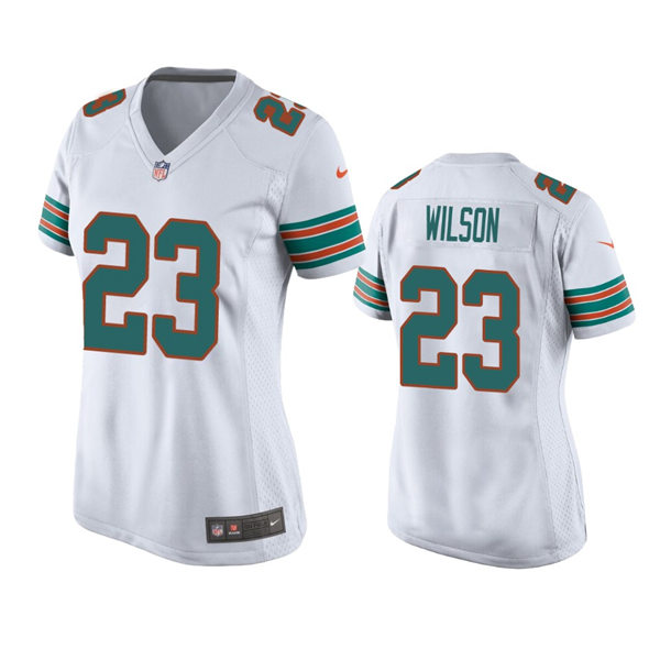  Womens Miami Dolphins #23 Jeff Wilson  Nike White Retro Alternate Limited Jersey 