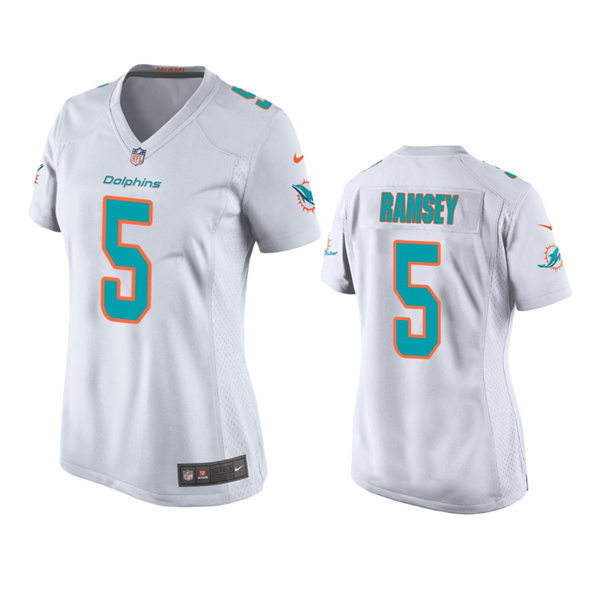  Womens Miami Dolphins #5 Jalen Ramsey Nike Home White Limited Jersey 