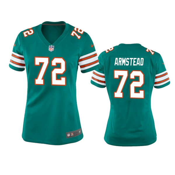  Womens Miami Dolphins #72 Terron Armstead Nike Aqua Retro Alternate Limited Jersey 