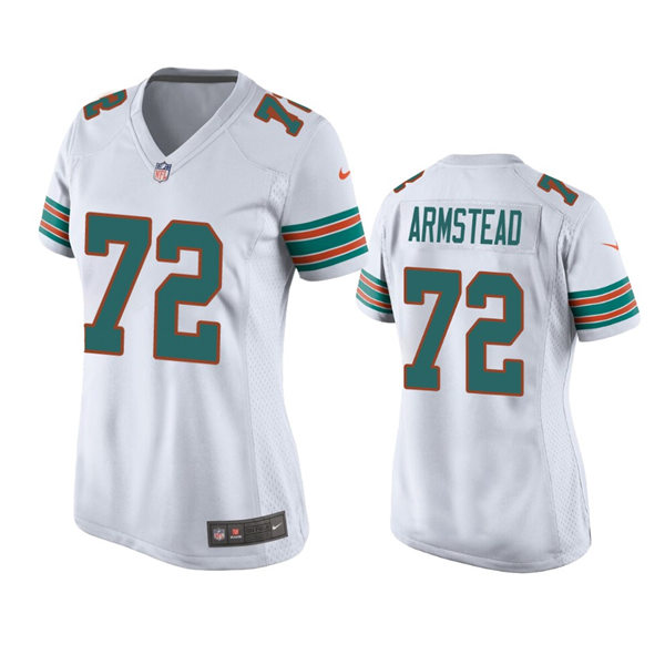  Womens Miami Dolphins #72 Terron Armstead Nike White Retro Alternate Limited Jersey 