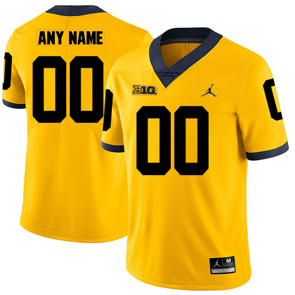  Womens Michigan Wolverines Custom Jordan Gold College Football Game Jersey