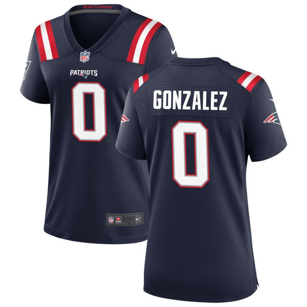  Womens New England Patriots #0 Christian Gonzalez Nike Navy Limited Jersey 