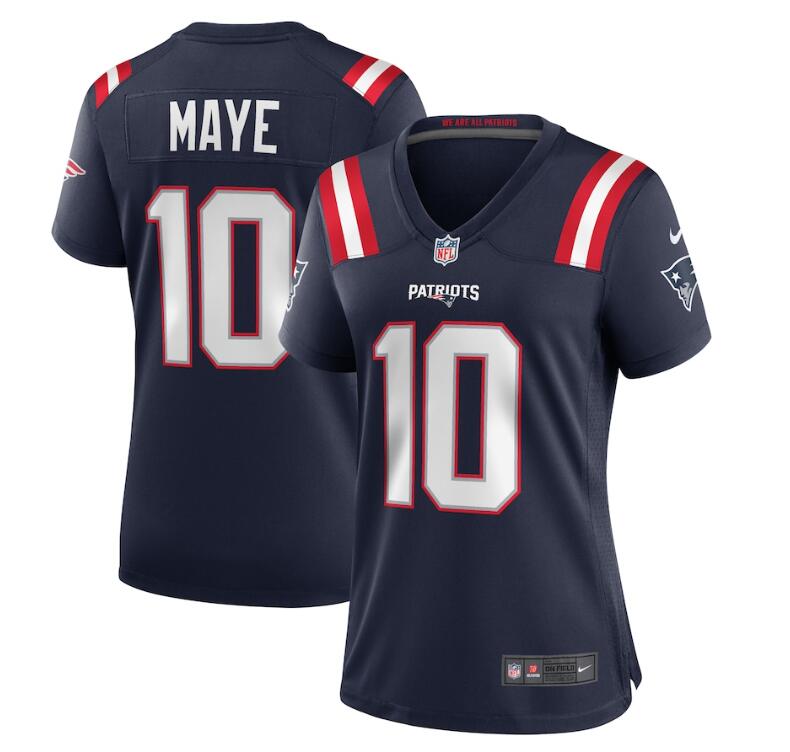  Womens New England Patriots #10 Drake Maye Nike Navy Limited Jersey 
