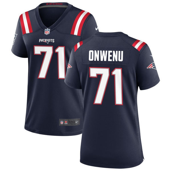  Womens New England Patriots #71 Michael Onwenu Nike Navy Limited Jersey 