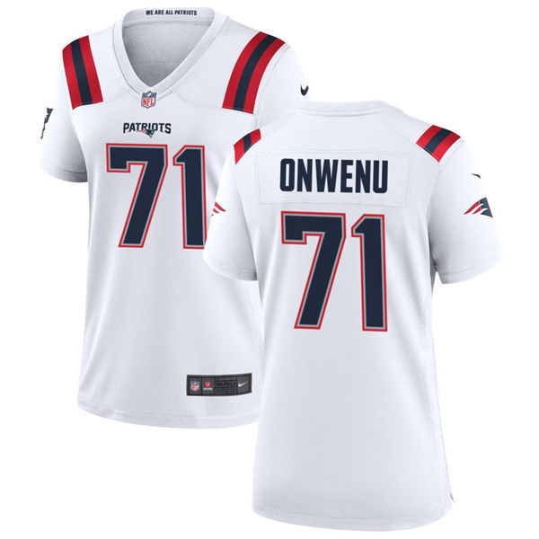  Womens New England Patriots #71 Michael Onwenu Nike White Limited Jersey 