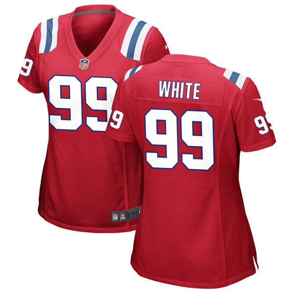  Womens New England Patriots #99 Keion White Nike Red Alternate Limited Jersey 