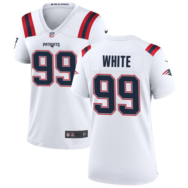  Womens New England Patriots #99 Keion White Nike White Limited Jersey 