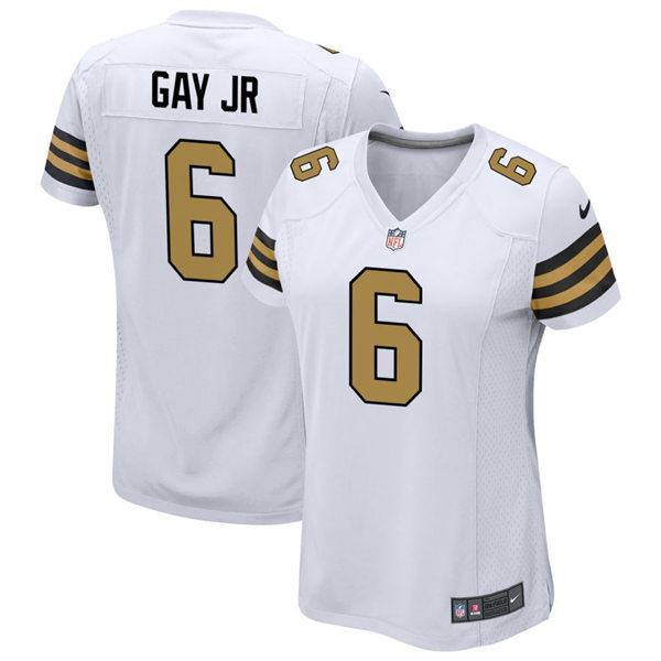  Womens New Orleans Saints #6 Willie Gay Jr. Nike White Color Rush Legend Player Jersey 