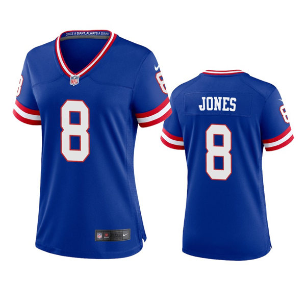  Womens New York Giants #8 Daniel Jones Royal Classic Limited Jersey 