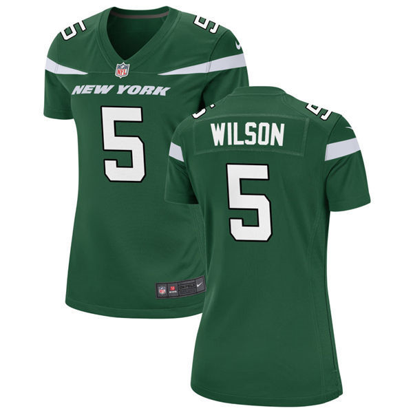  Womens New York Jets #5 Garrett Wilson Nike Gotham Green Limited Jersey 