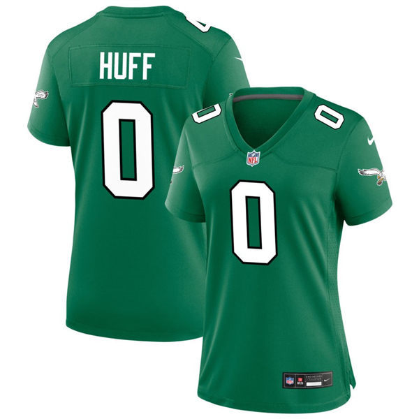  Womens Philadelphia Eagles #0 Bryce Huff  Nike Kelly Green Retro Jersey 