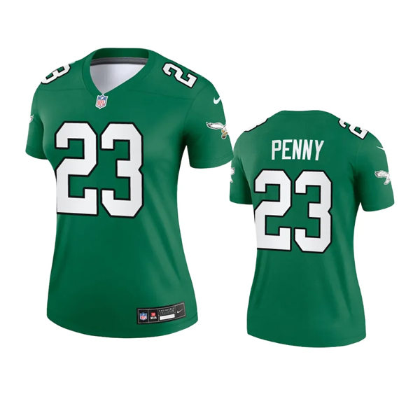 Womens Philadelphia Eagles #23 Rashaad Penny 2023 Nike Kelly Green Retro Jersey 
