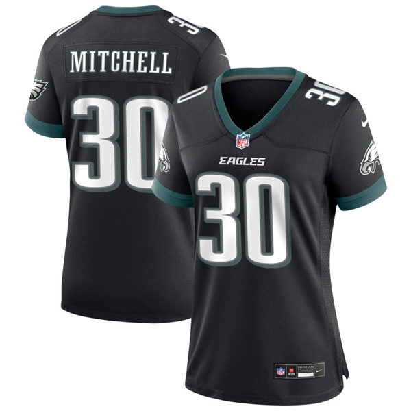  Womens Philadelphia Eagles #30 Quinyon Mitchell Nike Black Vapor Limited Player Jersey 