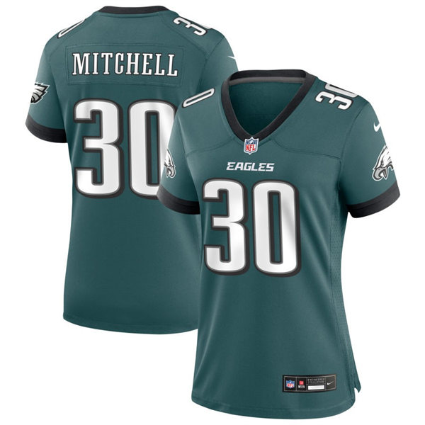  Womens Philadelphia Eagles #30 Quinyon Mitchell Nike Midnight Green Vapor Limited Player Jersey 