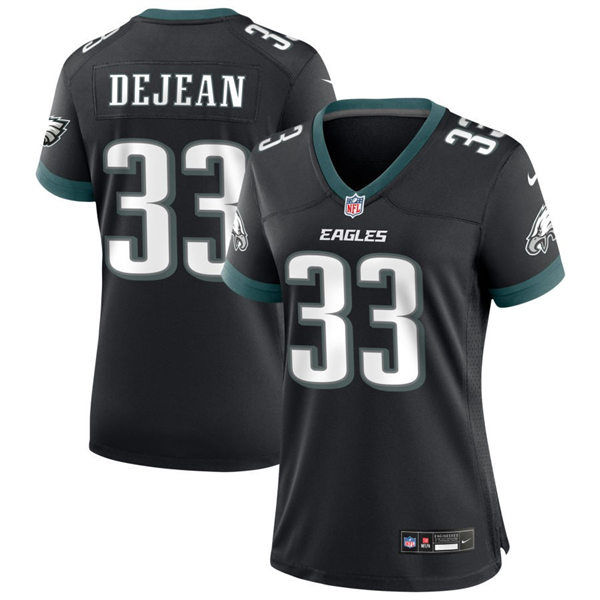  Womens Philadelphia Eagles #33 Cooper DeJean Nike Black Vapor Limited Player Jersey 