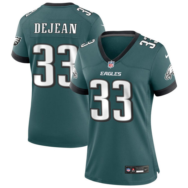  Womens Philadelphia Eagles #33 Cooper DeJean Nike Midnight Green Vapor Limited Player Jersey 