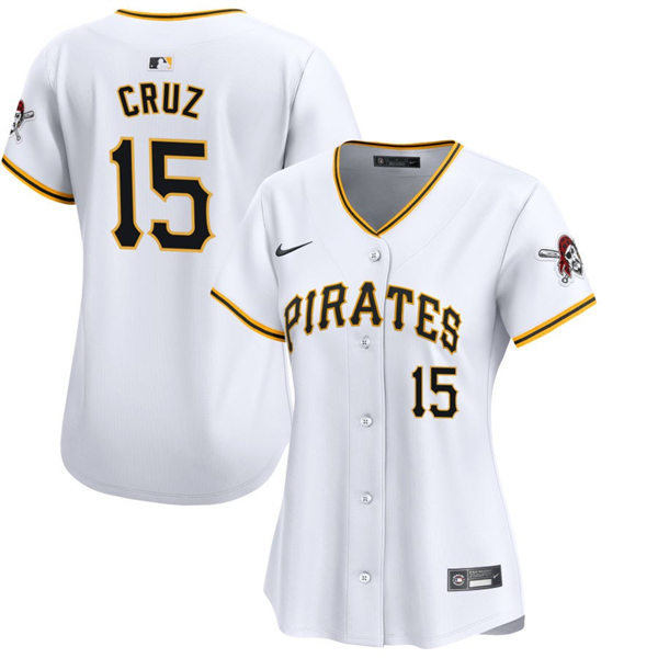  Womens Pittsburgh Pirates #15 Oneil Cruz Nike White Home Limited Jersey 