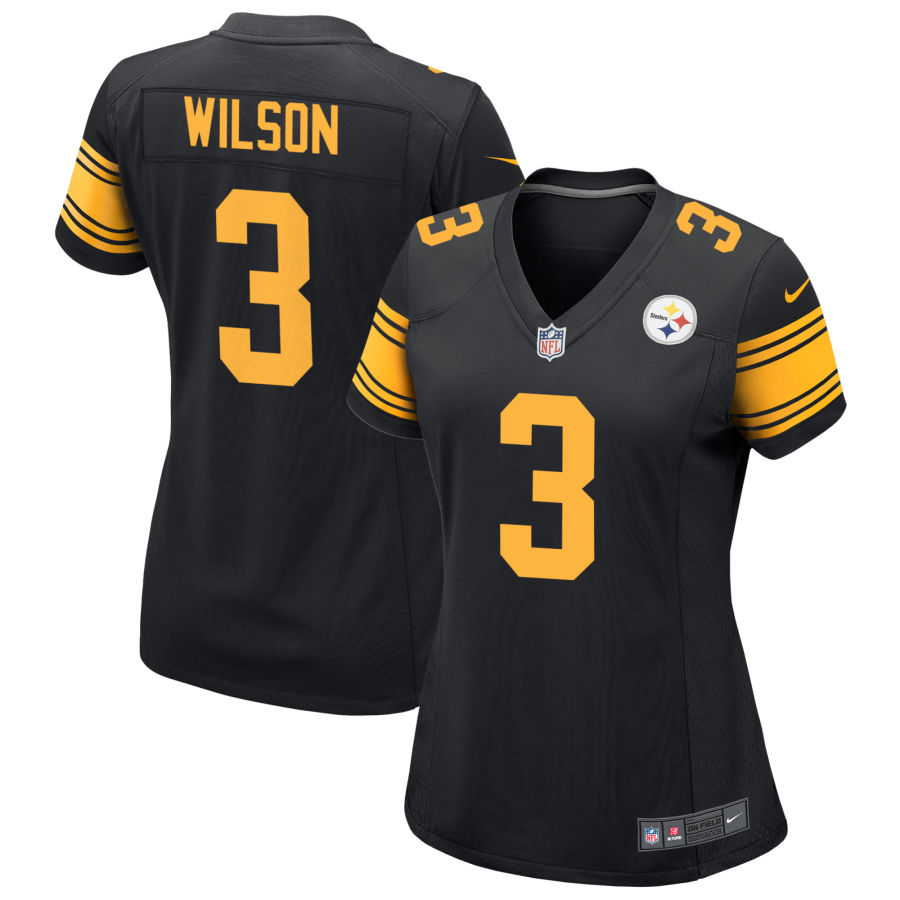  Womens Pittsburgh Steelers #3 Russell Wilson Nike Black Alternate 2 Limited Jersey 
