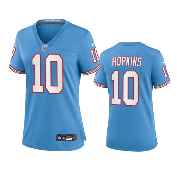 Womens Tennessee Titans #10 DeAndre Hopkins Nike Light Blue Oilers Throwback Limited Jersey 