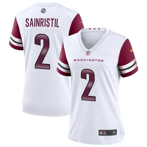  Womens Washington Commanders #2 Mike Sainristil Nike White Away Limited Jersey 