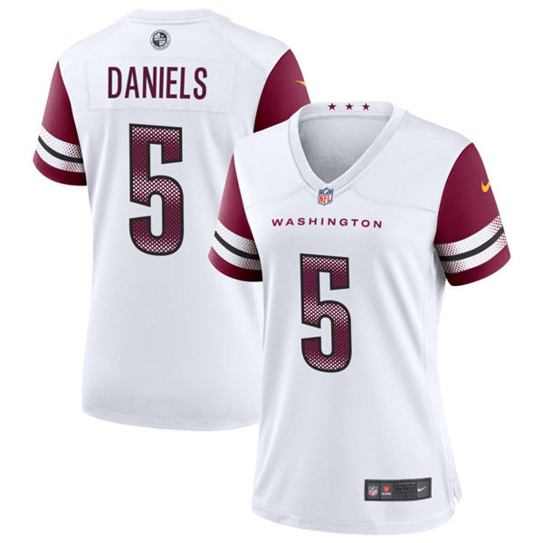  Womens Washington Commanders #5 Jayden Daniels Nike White Away Limited Jersey 