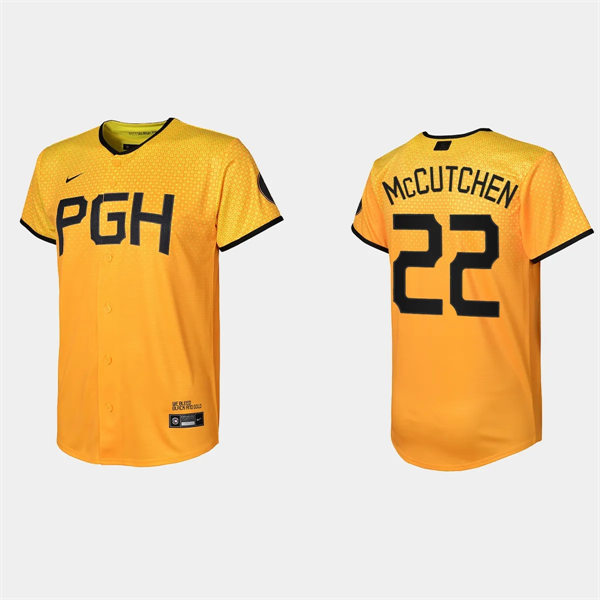  Yout Pittsburgh Pirates #22 Andrew McCutchen Nike Gold 2023 City Connect Jersey 