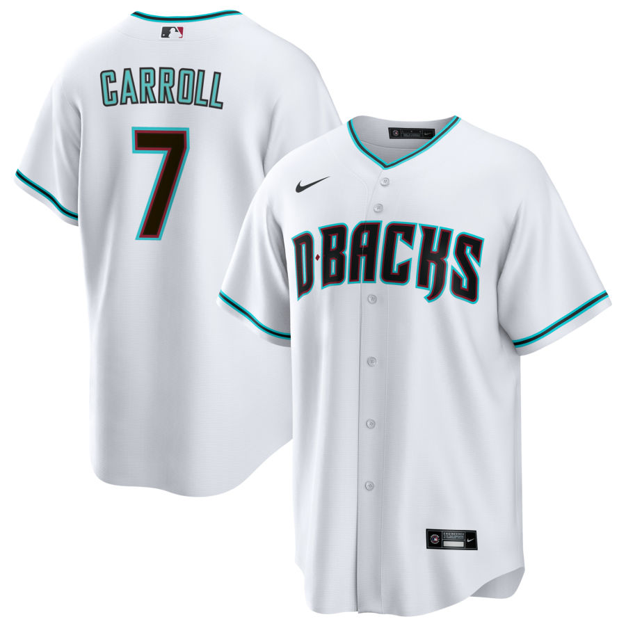  Youth Arizona Diamondbacks #7 Corbin Carroll Nike White Teal Alternate CoolBase Jersey 