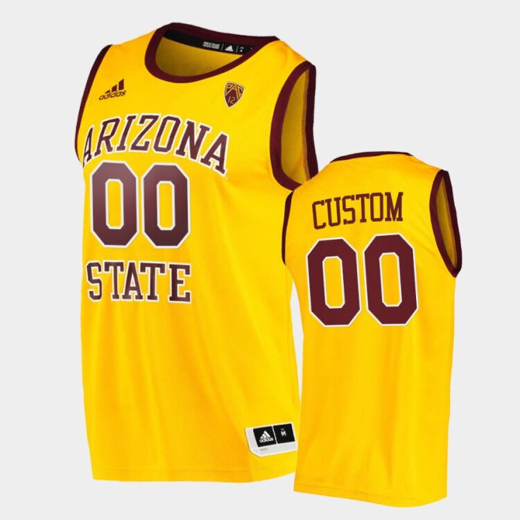  Youth Arizona State Sun Devils Custom  Adidas Yellow Retro College Basketball Player Jersey 