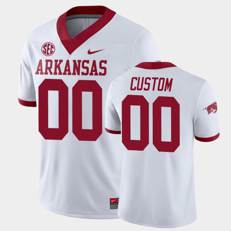  Youth Arkansas Razorbacks Custom Nike 2020 White College Football Jersey 