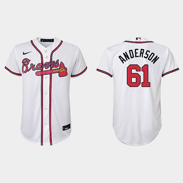  Youth Atlanta Braves #61 Nick Anderson Nike Home White CoolBase Jersey 