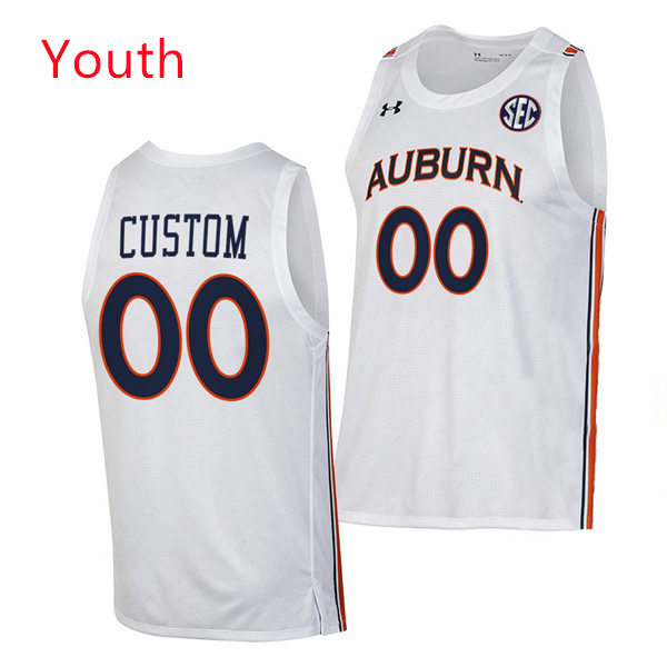  Youth Auburn Tigers Custom Under Armour White 2021-22 College Basketball Game Jersey 