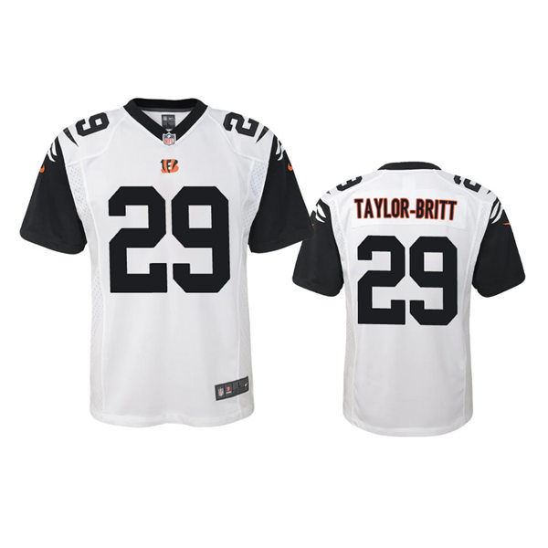  Youth Cincinnati Bengals #29 Cam Taylor-Britt White Color Rush Limited Jersey 
