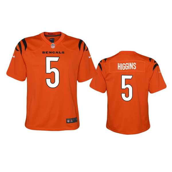  Youth Cincinnati Bengals #5 Tee Higgins Orange Alternate Limited Jersey 
