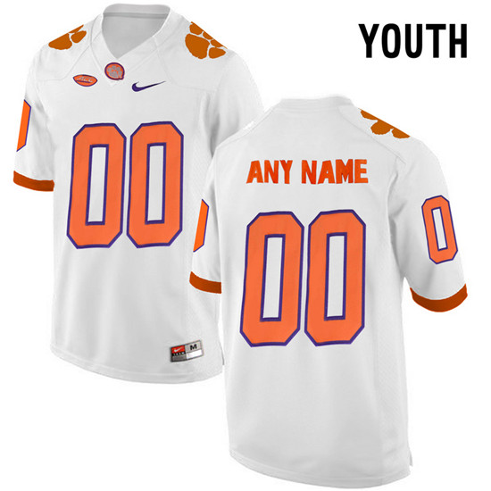  Youth Clemson Tigers Customized College Football Limited Jersey - White 