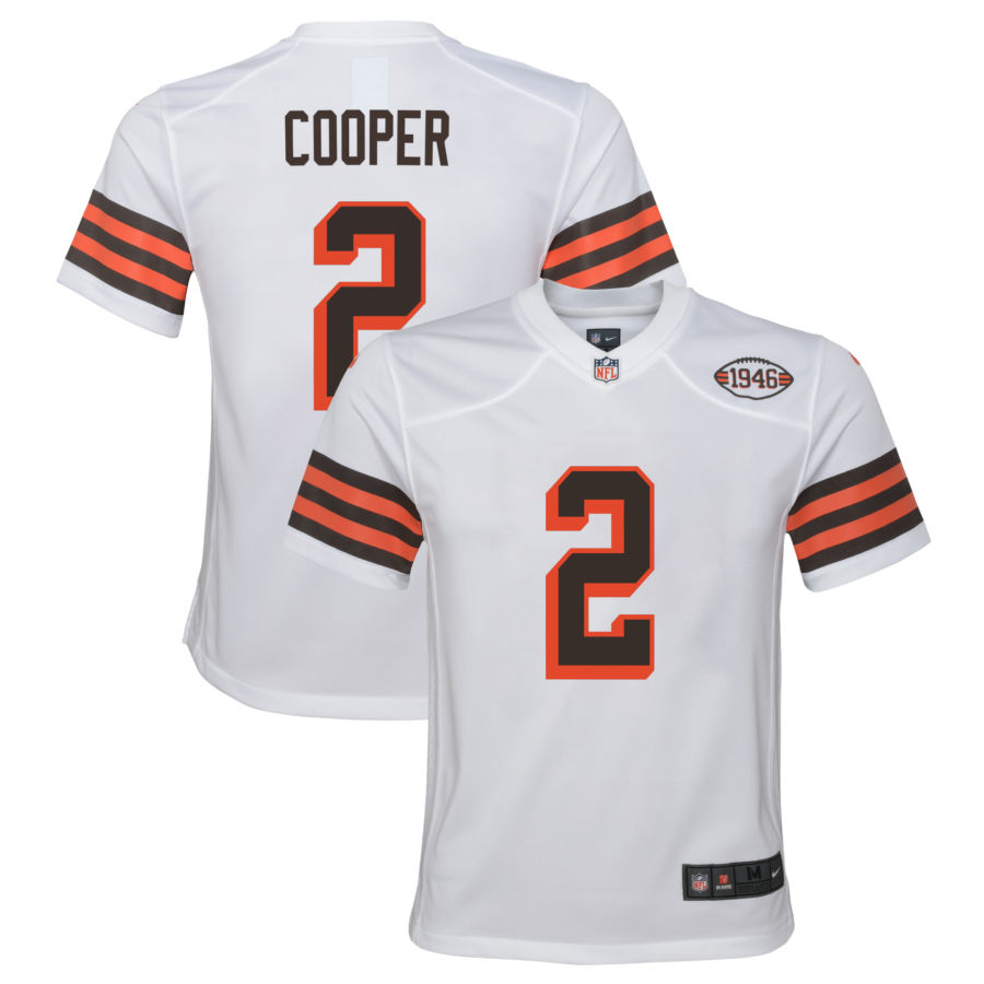  Youth Cleveland Browns #2 Amari Cooper 1946 Collection Alternate Game Jersey - White 