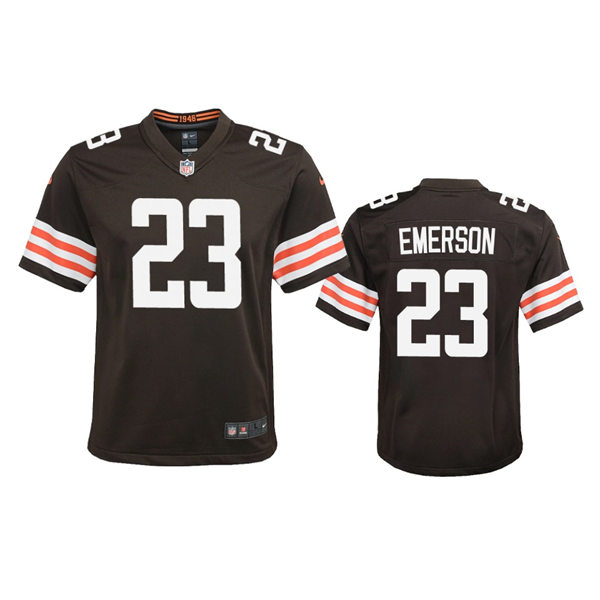  Youth Cleveland Browns #23 Martin Emerson Jr  Brown Home Limited Jersey 