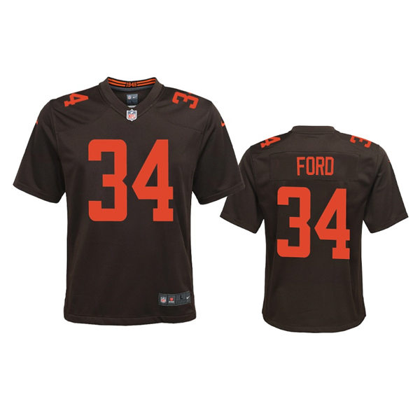  Youth Cleveland Browns #34 Jerome Ford  Brown Alternate Limited Jersey 