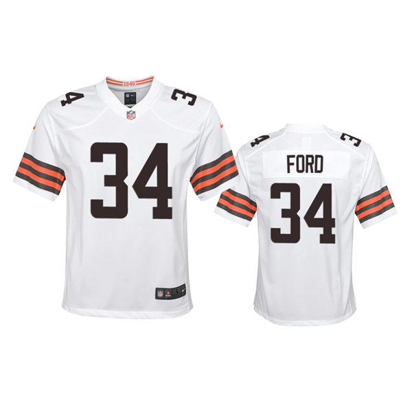  Youth Cleveland Browns #34 Jerome Ford White Away Limited Jersey 