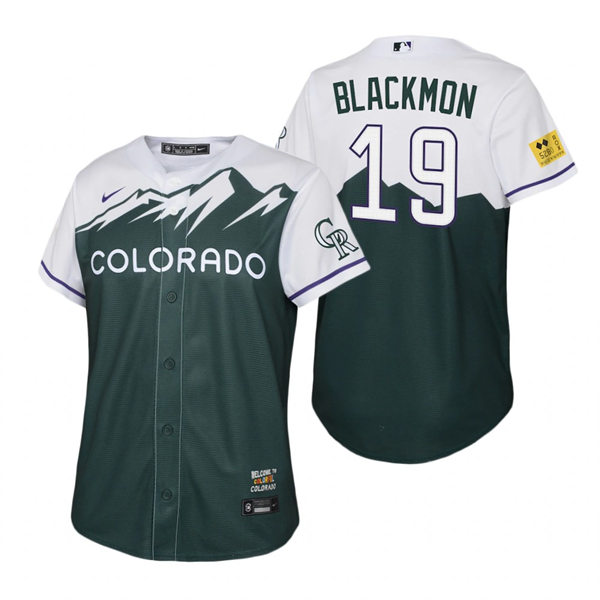  Youth Colorado Rockies #19 Charlie Blackmon Nike Green 2022 City Connect Jersey 