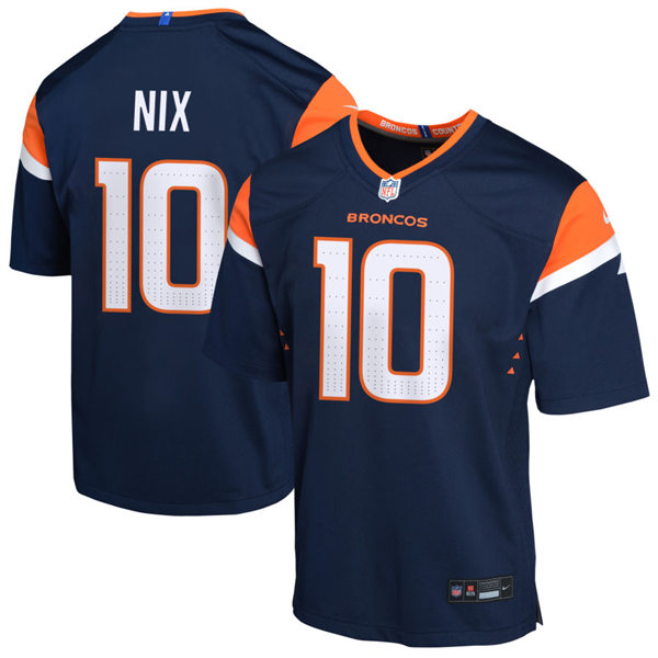  Youth Denver Broncos #10 Bo Nix Nike Navy Alternate Limited Jersey 
