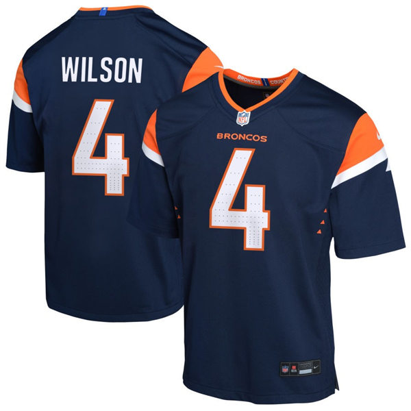  Youth Denver Broncos #4 Zach Wilson Nike Navy Alternate Limited Jersey 