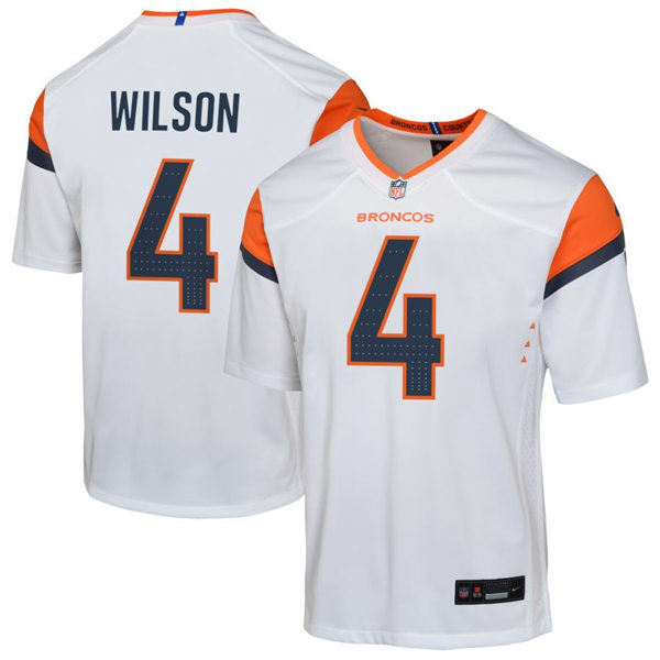  Youth Denver Broncos #4 Zach Wilson Nike White Limited Jersey 